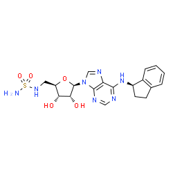 ChemSpider 2D Image | 5'-Deoxy-N-[(1R)-2,3-dihydro-1H-inden-1-yl]-5'-(sulfamoylamino)adenosine | C19H23N7O5S