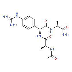 ChemSpider 2D Image | (2S)-2-Acetamido-N-[(1S)-2-{[(2S)-1-amino-1-oxo-2-propanyl]amino}-1-(4-carbamimidamidophenyl)-2-oxoethyl]propanamide (non-preferred name) | C17H25N7O4