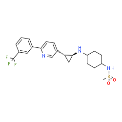ChemSpider 2D Image | N-(4-{[(1S,2R)-2-{6-[3-(Trifluoromethyl)phenyl]-3-pyridinyl}cyclopropyl]amino}cyclohexyl)methanesulfonamide | C22H26F3N3O2S