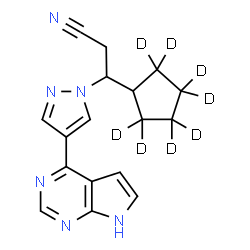ChemSpider 2D Image | 3-[(2,2,3,3,4,4,5,5-~2~H_8_)Cyclopentyl]-3-[4-(7H-pyrrolo[2,3-d]pyrimidin-4-yl)-1H-pyrazol-1-yl]propanenitrile | C17H10D8N6