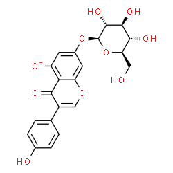 ChemSpider 2D Image | 7-(beta-D-Glucopyranosyloxy)-3-(4-hydroxyphenyl)-4-oxo-4H-chromen-5-olate | C21H19O10