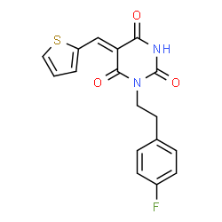 ChemSpider 2D Image | (5Z)-1-[2-(4-Fluorophenyl)ethyl]-5-(2-thienylmethylene)-2,4,6(1H,3H,5H)-pyrimidinetrione | C17H13FN2O3S