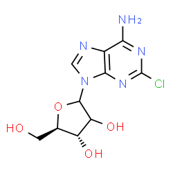 ChemSpider 2D Image | 2-Chloro-9-[(2xi)-D-erythro-pentofuranosyl]-9H-purin-6-amine | C10H12ClN5O4