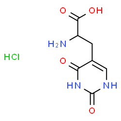 ChemSpider 2D Image | 3-(2,4-Dioxo-1,2,3,4-tetrahydro-5-pyrimidinyl)alanine hydrochloride (1:1) | C7H10ClN3O4