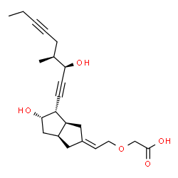 ChemSpider 2D Image | ({(2Z)-2-[(3aS,4S,5S,6aS)-5-Hydroxy-4-[(3R,4S)-3-hydroxy-4-methyl-1,6-nonadiyn-1-yl]hexahydro-2(1H)-pentalenylidene]ethyl}oxy)acetic acid | C22H30O5