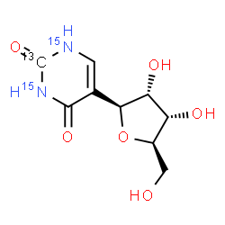 ChemSpider 2D Image | (1S)-1,4-Anhydro-1-[2,4-dioxo(2-~13~C,~15~N_2_)-1,2,3,4-tetrahydro-5-pyrimidinyl]-D-ribitol | C813CH1215N2O6