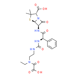ChemSpider 2D Image | (2S,5R,6R)-6-({(2R)-2-[({2-[(Carboxycarbonyl)(ethyl)amino]ethyl}carbamoyl)amino]-2-phenylacetyl}amino)-3,3-dimethyl-7-oxo-4-thia-1-azabicyclo[3.2.0]heptane-2-carboxylic acid | C23H29N5O8S