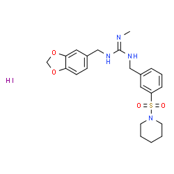 ChemSpider 2D Image | 1-(1,3-Benzodioxol-5-ylmethyl)-2-methyl-3-[3-(1-piperidinylsulfonyl)benzyl]guanidine hydroiodide (1:1) | C22H29IN4O4S