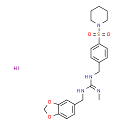 ChemSpider 2D Image | 1-(1,3-Benzodioxol-5-ylmethyl)-2-methyl-3-[4-(1-piperidinylsulfonyl)benzyl]guanidine hydroiodide (1:1) | C22H29IN4O4S