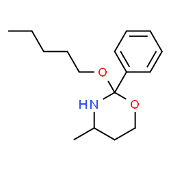 ChemSpider 2D Image | 4-Methyl-2-(pentyloxy)-2-phenyl-1,3-oxazinane | C16H25NO2