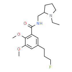 ChemSpider 2D Image | N-[(1-Ethyl-2-pyrrolidinyl)methyl]-5-(3-fluoropropyl)-2,3-dimethoxybenzamide | C19H29FN2O3