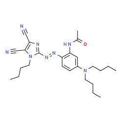 ChemSpider 2D Image | N-[2-[2-(1-Butyl-4,5-dicyano-1H-imidazol-2-yl)diazenyl]-5-(dibutylamino)phenyl]acetamide | C25H34N8O