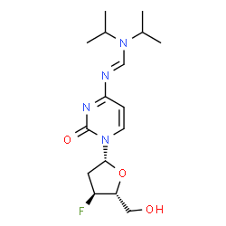 ChemSpider 2D Image | 2',3'-Dideoxy-N-[(diisopropylamino)methylene]-3'-fluorocytidine | C16H25FN4O3