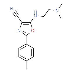 ChemSpider 2D Image | 5-{[2-(Dimethylamino)ethyl]amino}-2-(4-methylphenyl)-1,3-oxazole-4-carbonitrile | C15H18N4O