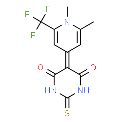 ChemSpider 2D Image | 5-[1,2-Dimethyl-6-(trifluoromethyl)-4(1H)-pyridinylidene]-2-thioxodihydro-4,6(1H,5H)-pyrimidinedione | C12H10F3N3O2S