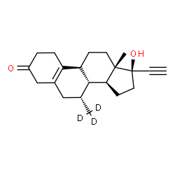 ChemSpider 2D Image | (7alpha,8xi,17alpha)-17-Hydroxy-7-(~2~H_3_)methyl-19-norpregn-5(10)-en-20-yn-3-one | C21H25D3O2