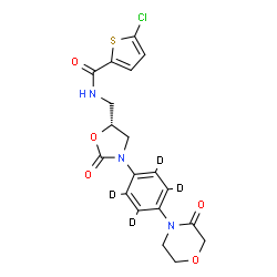ChemSpider 2D Image | 5-Chloro-N-({(5R)-2-oxo-3-[4-(3-oxo-4-morpholinyl)(~2~H_4_)phenyl]-1,3-oxazolidin-5-yl}methyl)-2-thiophenecarboxamide | C19H14D4ClN3O5S