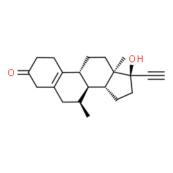 ChemSpider 2D Image | (7beta,8alpha,9beta,13alpha,14beta,17alpha)-17-Hydroxy-7-methyl-19-norpregn-5(10)-en-20-yn-3-one | C21H28O2