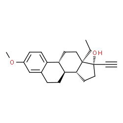 ChemSpider 2D Image | (8S,9R,13R,14R,17S)-13-Ethyl-17-ethynyl-3-methoxy-7,8,9,11,12,13,14,15,16,17-decahydro-6H-cyclopenta[a]phenanthren-17-ol (non-preferred name) | C22H28O2