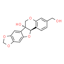 ChemSpider 2D Image | (6aR,12aR)-3-(Hydroxymethyl)-6H-[1,3]dioxolo[5,6][1]benzofuro[3,2-c]chromen-6a(12aH)-ol | C17H14O6