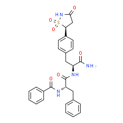 ChemSpider 2D Image | N-BENZOYL-L-PHENYLALANYL-4-[(5S)-1,1-DIOXIDO-3-OXOISOTHIAZOLIDIN-5-YL]-L-PHENYLALANINAMIDE | C28H28N4O6S