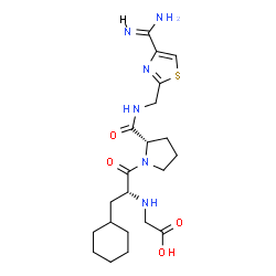 ChemSpider 2D Image | N-(Carboxymethyl)-3-cyclohexyl-D-alanyl-N-[(4-carbamimidoyl-1,3-thiazol-2-yl)methyl]-L-prolinamide | C21H32N6O4S