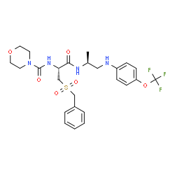 ChemSpider 2D Image | N-[(2R)-3-(Benzylsulfonyl)-1-oxo-1-{[(2S)-1-{[4-(trifluoromethoxy)phenyl]amino}-2-propanyl]amino}-2-propanyl]-4-morpholinecarboxamide | C25H31F3N4O6S