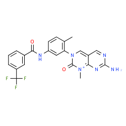 ChemSpider 2D Image | 7-Amino-1-methyl-3-(2-methyl-5-{[3-(trifluoromethyl)benzoyl]amino}phenyl)-2-oxo-2,3-dihydropyrimido[4,5-d]pyrimidin-1-ium | C22H18F3N6O2