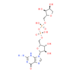 ChemSpider 2D Image | [(2R,3R,4R,5R)-5-(2-AMINO-6-OXO-1,6-DIHYDRO-9H-PURIN-9-YL)-3,4-DIHYDROXYTETRAHYDROFURAN-2-YL]METHYL [(2R,3S,4S)-3,4-DIHYDROXYTETRAHYDROFURAN-2-YL]METHYL DIHYDROGEN DIPHOSPHATE | C15H23N5O14P2