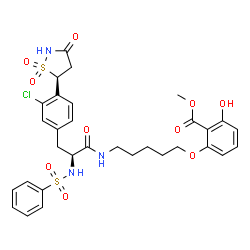 ChemSpider 2D Image | Methyl 2-{[5-({3-Chloro-4-[(5s)-1,1-Dioxido-3-Oxoisothiazolidin-5-Yl]-N-(Phenylsulfonyl)-L-Phenylalanyl}amino)pentyl]oxy}-6-Hydroxybenzoate | C31H34ClN3O10S2