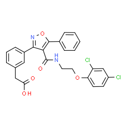 ChemSpider 2D Image | (3-{4-[2-(2,4-Dichloro-Phenoxy)-Ethylcarbamoyl]-5-Phenyl-Isoxazol-3-Yl}-Phenyl)-Acetic Acid | C26H20Cl2N2O5