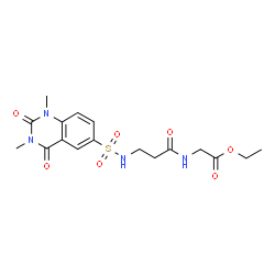 ChemSpider 2D Image | Ethyl N-[(1,3-dimethyl-2,4-dioxo-1,2,3,4-tetrahydro-6-quinazolinyl)sulfonyl]-beta-alanylglycinate | C17H22N4O7S