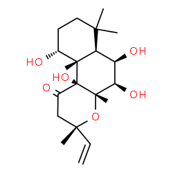 ChemSpider 2D Image | (3S,4aS,5R,6R,6aR,10R,10aS,10bR)-5,6,10,10b-Tetrahydroxy-3,4a,7,7,10a-pentamethyl-3-vinyldodecahydro-1H-benzo[f]chromen-1-one | C20H32O6