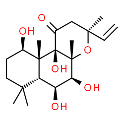 ChemSpider 2D Image | (3S,4aR,5S,6S,6aR,10R,10aR,10bR)-5,6,10,10b-Tetrahydroxy-3,4a,7,7,10a-pentamethyl-3-vinyldodecahydro-1H-benzo[f]chromen-1-one | C20H32O6