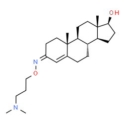 ChemSpider 2D Image | (3Z,17beta)-3-{[3-(Dimethylamino)propoxy]imino}androst-4-en-17-ol | C24H40N2O2