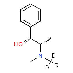 ChemSpider 2D Image | (1R,2S)-2-{Methyl[(~2~H_3_)methyl]amino}-1-phenyl-1-propanol | C11H14D3NO