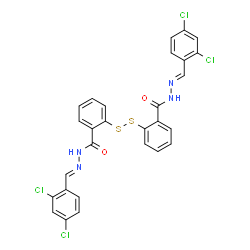 ChemSpider 2D Image | 2,2'-Disulfanediylbis{N'-[(E)-(2,4-dichlorophenyl)methylene]benzohydrazide} | C28H18Cl4N4O2S2
