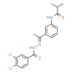 ChemSpider 2D Image | N-{3-[(1E)-N-(3,4-Dichlorobenzoyl)ethanehydrazonoyl]phenyl}-2-methylpropanamide | C19H19Cl2N3O2