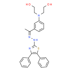 ChemSpider 2D Image | 2,2'-({3-[(1Z)-N-(4,5-Diphenyl-1,3-thiazol-2-yl)ethanehydrazonoyl]phenyl}imino)diethanol | C27H28N4O2S