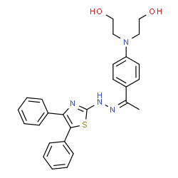 ChemSpider 2D Image | 2,2'-({4-[(1Z)-N-(4,5-Diphenyl-1,3-thiazol-2-yl)ethanehydrazonoyl]phenyl}imino)diethanol | C27H28N4O2S