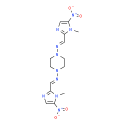 ChemSpider 2D Image | (E,E)-N,N'-1,4-Piperazinediylbis[1-(1-methyl-5-nitro-1H-imidazol-2-yl)methanimine] | C14H18N10O4