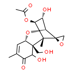 ChemSpider 2D Image | (3alpha,4beta,5alpha,6beta,11beta,12R)-3,7,15-Trihydroxy-8-oxo-12,13-epoxytrichothec-9-en-4-yl acetate | C17H22O8