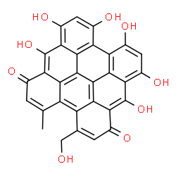 ChemSpider 2D Image | 7,8,10,11,13,14-Hexahydroxy-3-(hydroxymethyl)-4-methylphenanthro[1,10,9,8-opqra]perylene-1,6-dione | C30H16O9