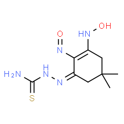 ChemSpider 2D Image | (2Z)-2-[3-(Hydroxyamino)-5,5-dimethyl-2-nitroso-2-cyclohexen-1-ylidene]hydrazinecarbothioamide | C9H15N5O2S