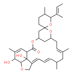 ChemSpider 2D Image | (10'E,14'E,16'E)-6-[(2E)-2-Buten-2-yl]-21',24'-dihydroxy-5,11',13',22'-tetramethyl-3,4,5,6-tetrahydro-2'H-spiro[pyran-2,6'-[3,7,19]trioxatetracyclo[15.6.1.1~4,8~.0~20,24~]pentacosa[10,14,16,22]tetraen
]-2'-one | C34H48O7