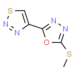 ChemSpider 2D Image | 2-(Methylsulfanyl)-5-(1,2,3-thiadiazol-4-yl)-1,3,4-oxadiazole | C5H4N4OS2