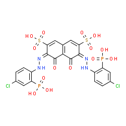 ChemSpider 2D Image | (3E,6E)-3,6-Bis[(4-chloro-2-phosphonophenyl)hydrazono]-4,5-dioxo-3,4,5,6-tetrahydro-2,7-naphthalenedisulfonic acid | C22H16Cl2N4O14P2S2