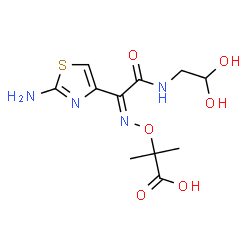 ChemSpider 2D Image | 2-{[(Z)-{1-(2-Amino-1,3-thiazol-4-yl)-2-[(2,2-dihydroxyethyl)amino]-2-oxoethylidene}amino]oxy}-2-methylpropanoic acid | C11H16N4O6S