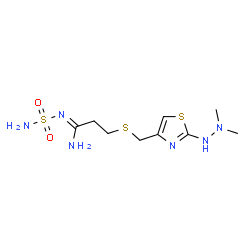 ChemSpider 2D Image | (1Z)-3-({[2-(2,2-Dimethylhydrazino)-1,3-thiazol-4-yl]methyl}sulfanyl)-N'-sulfamoylpropanimidamide | C9H18N6O2S3