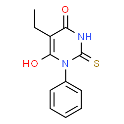 ChemSpider 2D Image | 5-Ethyl-6-hydroxy-1-phenyl-2-thioxo-2,3-dihydro-4(1H)-pyrimidinone | C12H12N2O2S